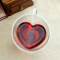 double wall clear glass cup heart shaped